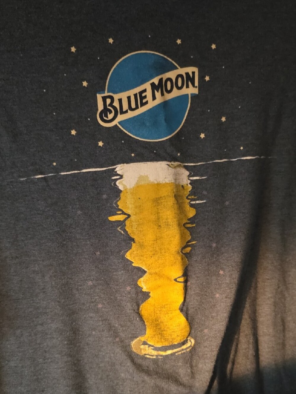 Hybrid Apparel Blue Moon Graphic Tank Top in Heather Navy with Yellow Print - Picture 3 of 3